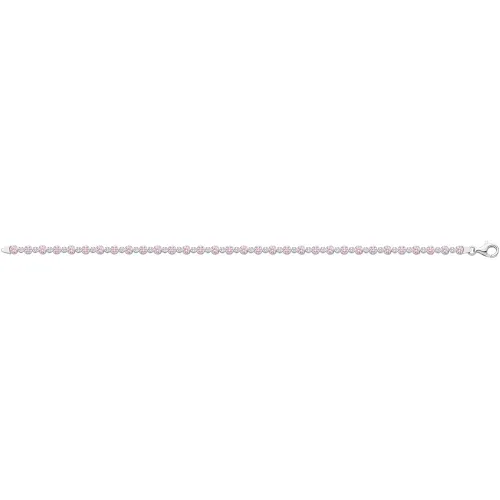 Silver Cz Pink Tennis Bracelet 3.4g